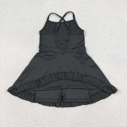 NEW S0552 Solid Black Ruffle Halter Dresses for Girls 202604 RTS