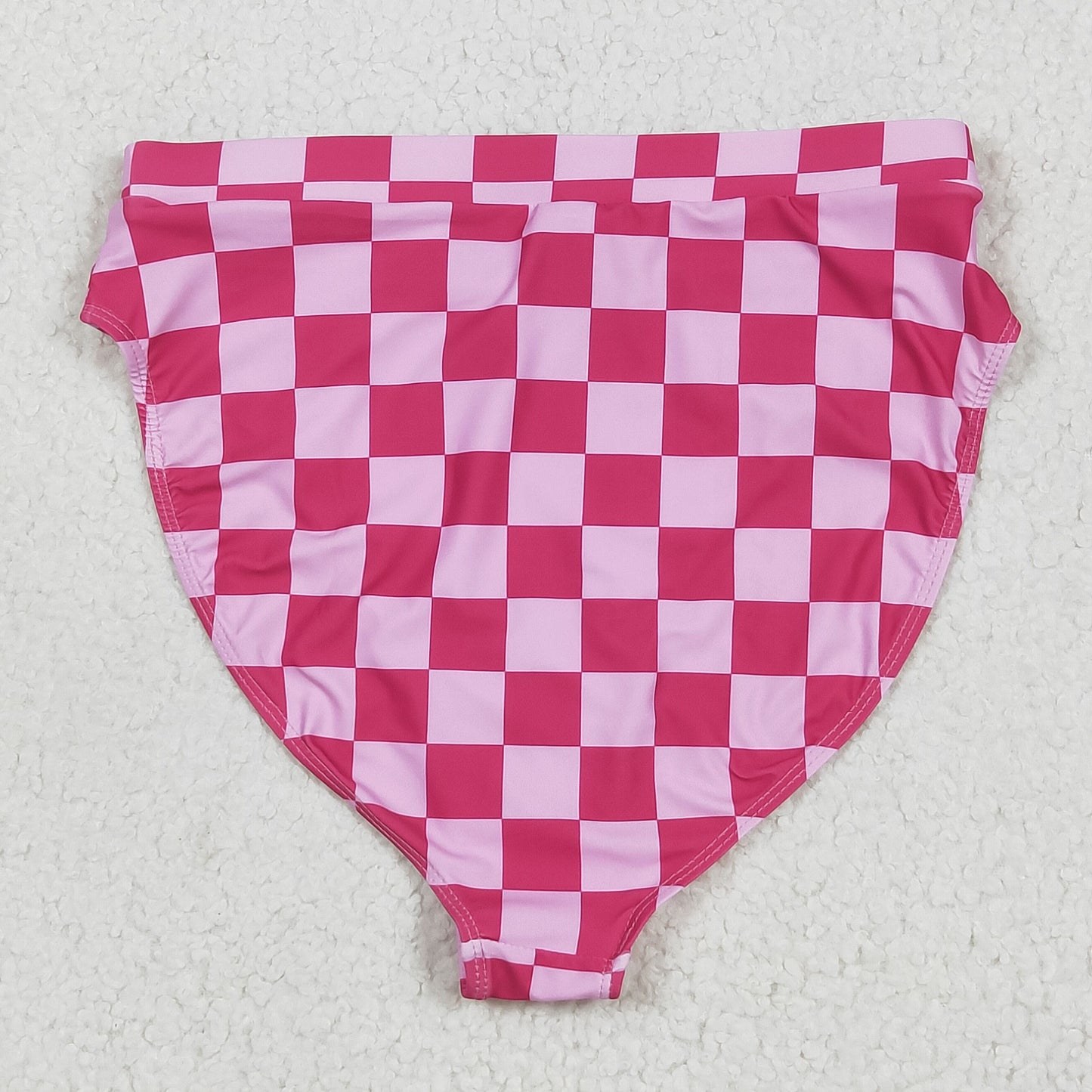 S0561 Women Rose Red Plaid Swimming Briefs 202506 RTS