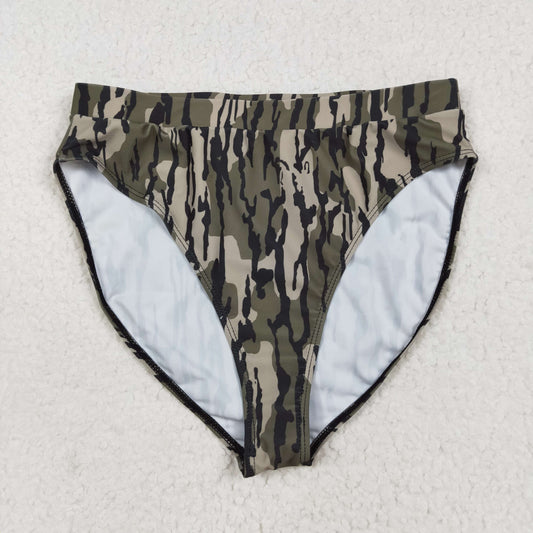 S0564 Women Army Green Camo Leaf  Swimming Briefs 202506 RTS