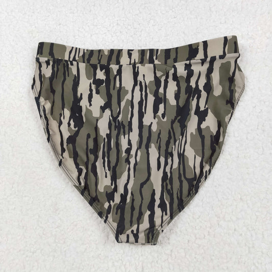 S0564 Women Army Green Camo Leaf  Swimming Briefs 202506 RTS