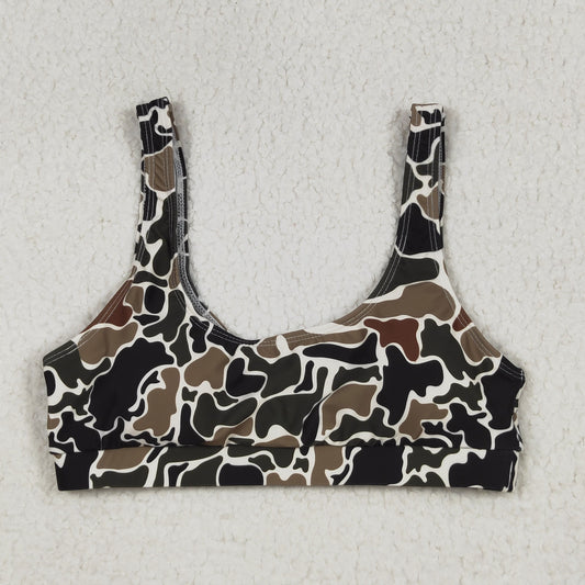 S0566 Women Brown Green Camo Swimming Vest 202506 RTS