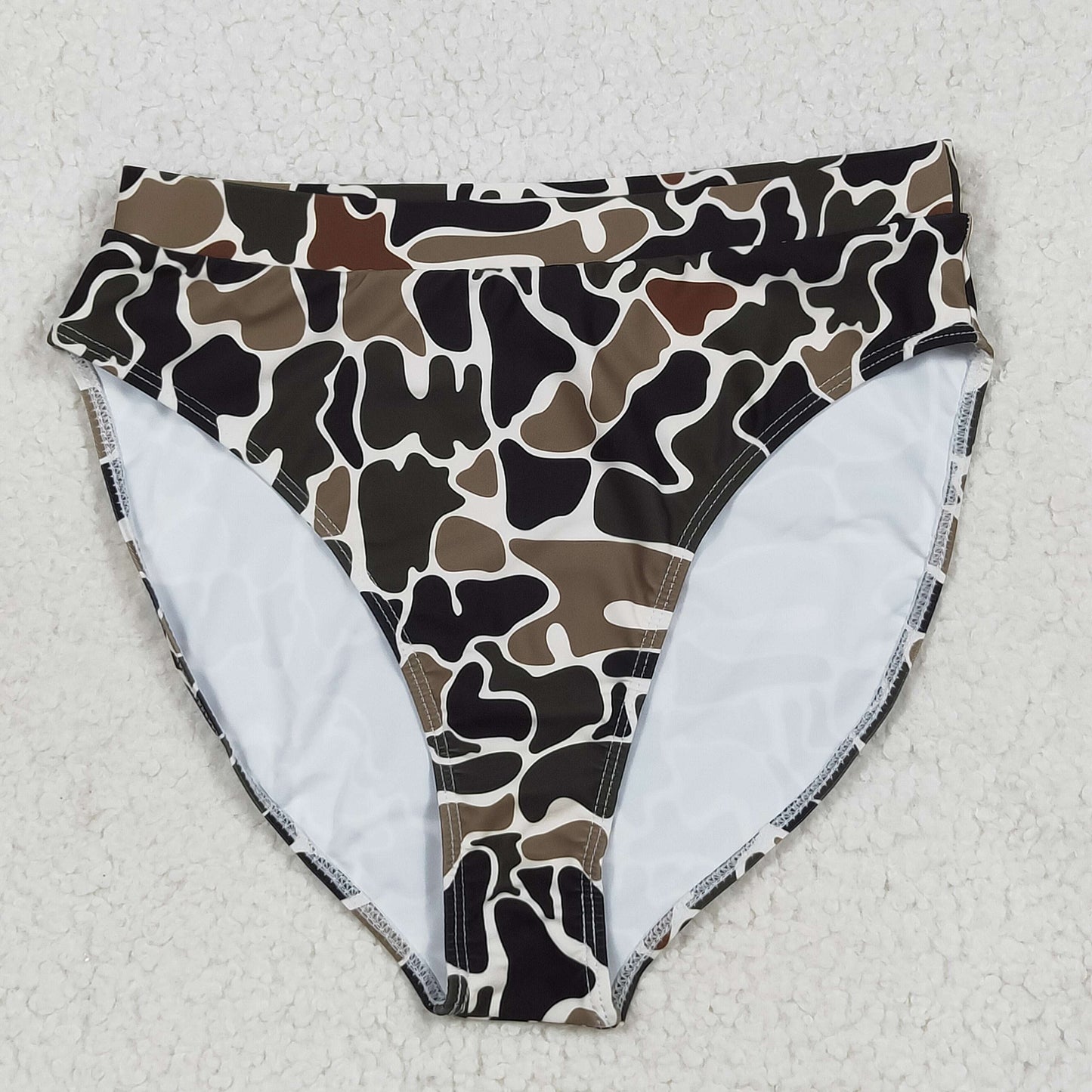 S0567 Women Brown Green Camo Swimming Briefs 202506 RTS