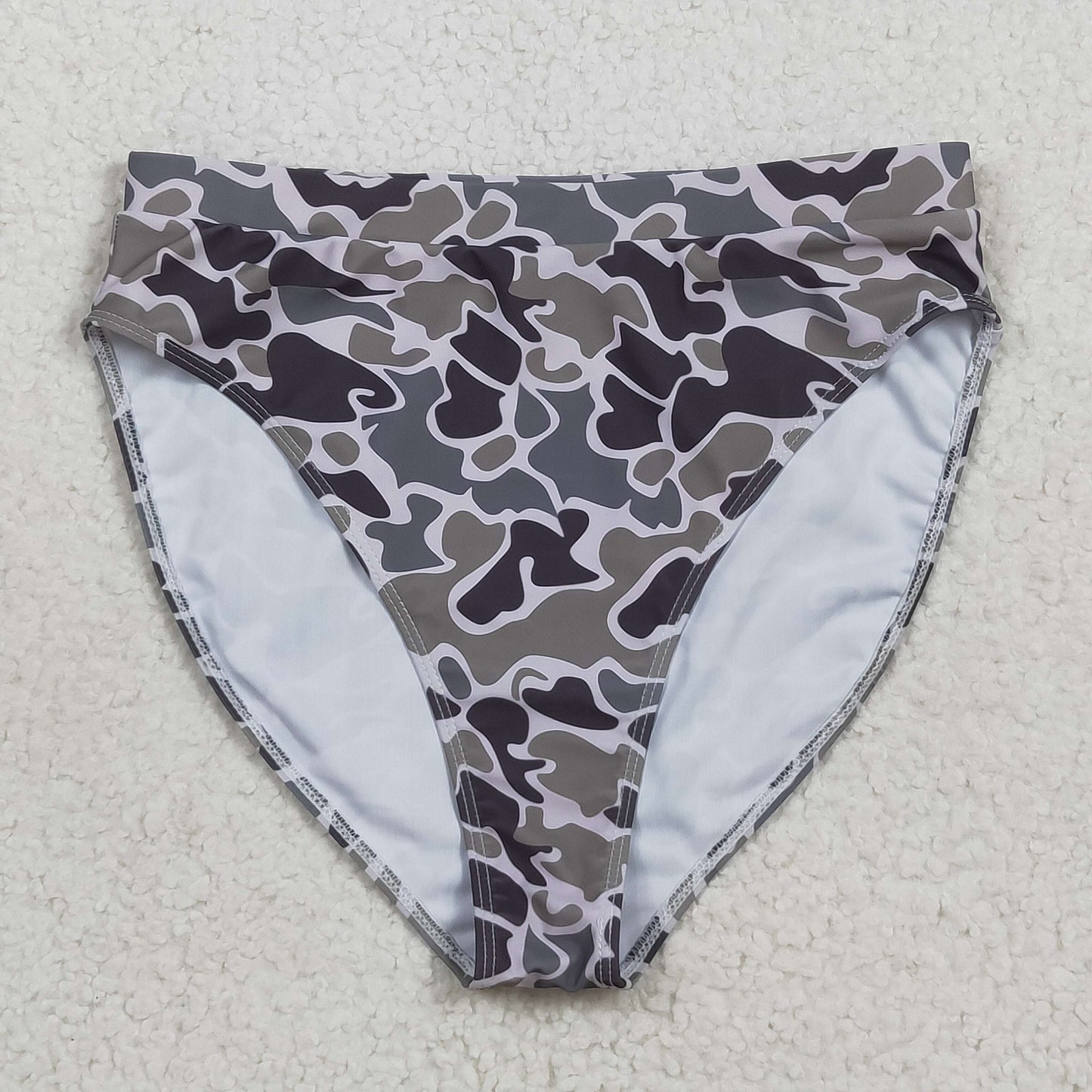 S0574 Women Gray Camouflage Swimming Briefs 202507 RTS