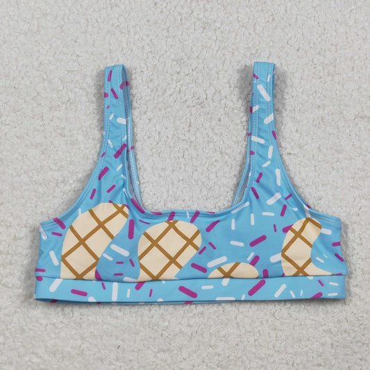S0575 Waffle Ice Cream Drip Light Blue Women Swimming Vest 202603 RTS