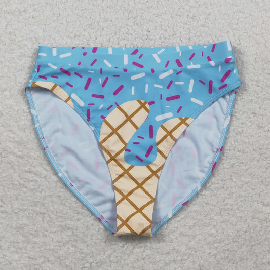 S0576 Waffle Ice Cream Drip Light Blue Women Swimming Briefs 202603 RTS