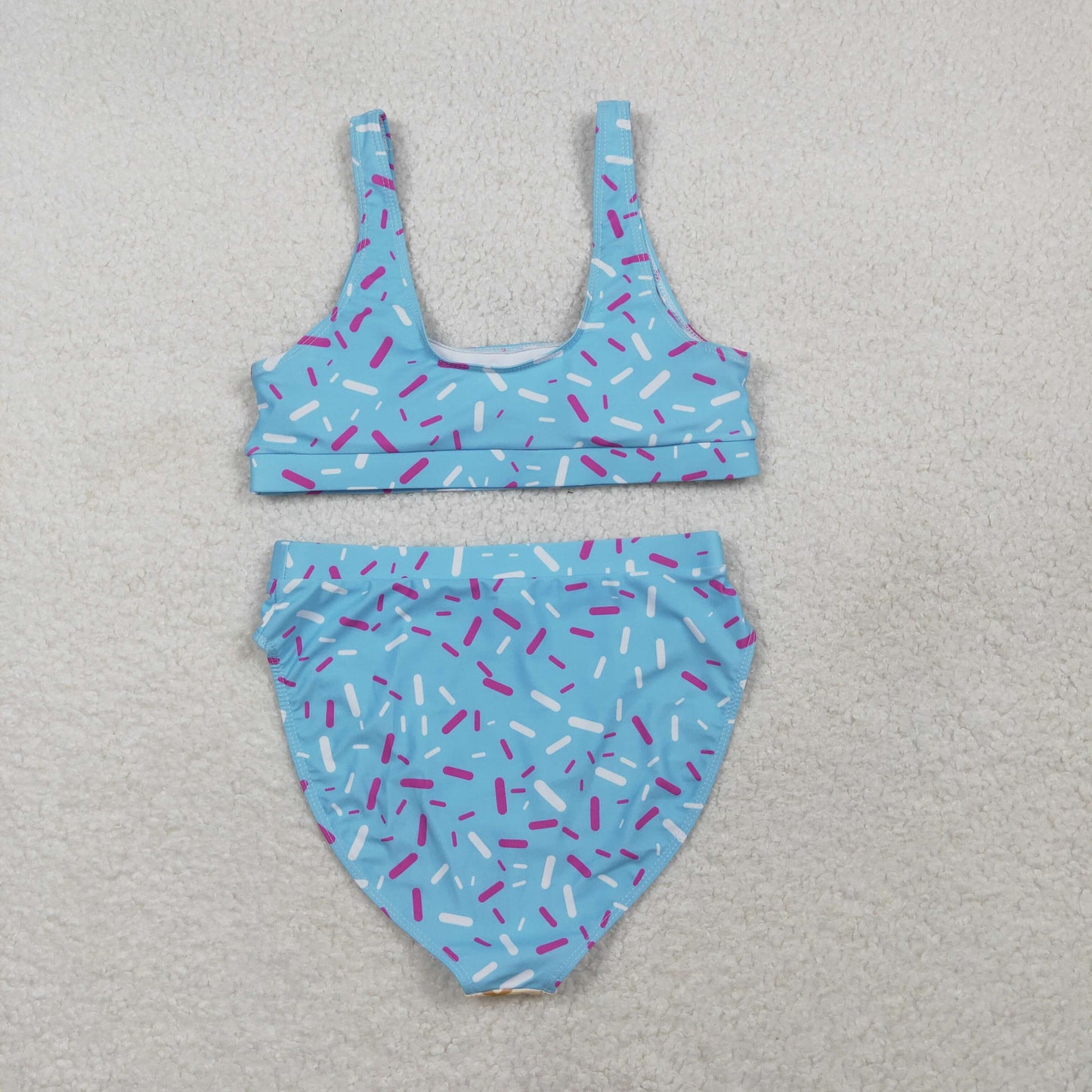 S0577 adult female waffle ice cream drip light blue swimwear vest and briefs sets 202603 RTS