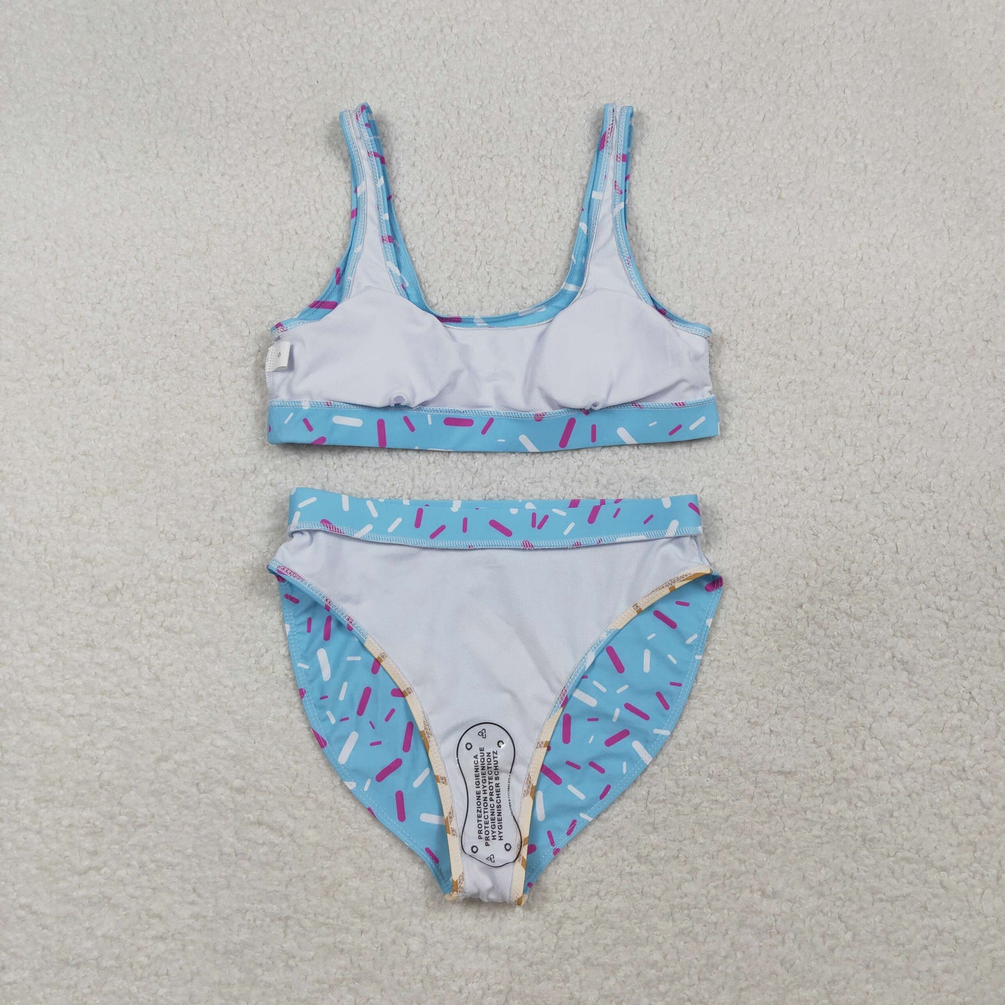 S0577 adult female waffle ice cream drip light blue swimwear vest and briefs sets 202603 RTS
