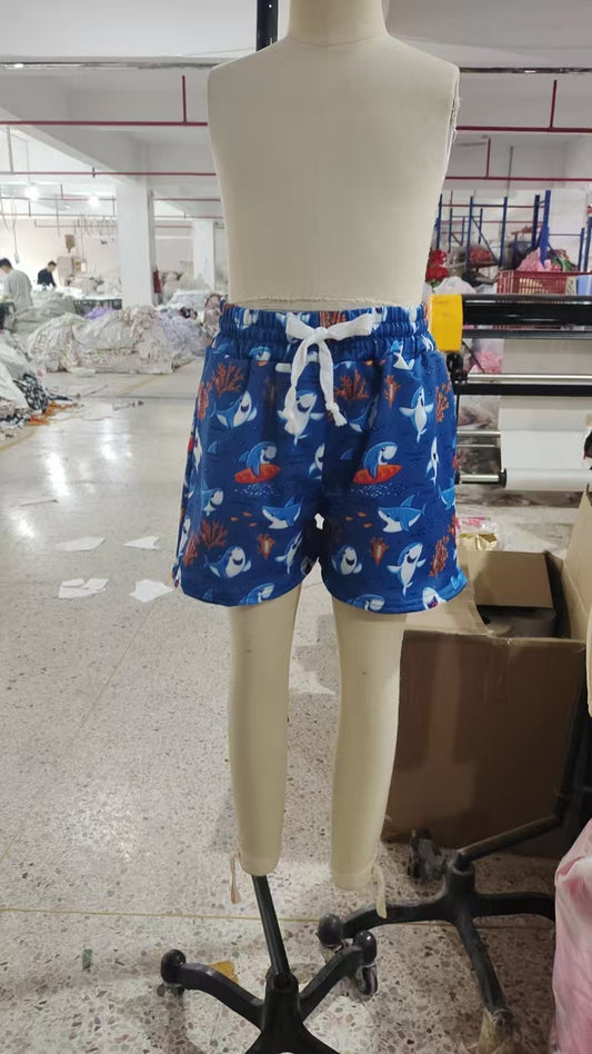 NO MOQ Preorder S0585 Shark Coral Blue Shorts Boys Swimming Trunks 202511