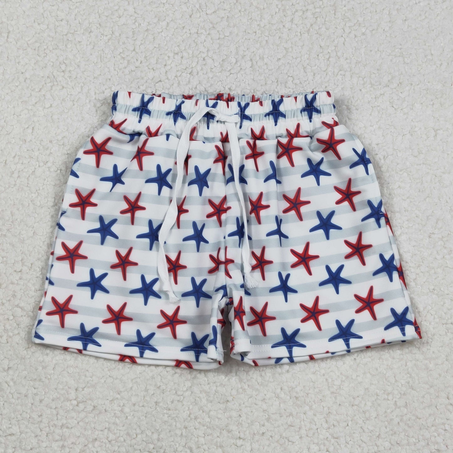 S0588 Starfish Green Striped Shorts Boys Swimming Trunks 202512 RTS