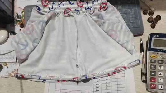 NO MOQ Preorder S0589 Anchor Rudder Gray Striped Shorts Boys Swimming Trunks 202511