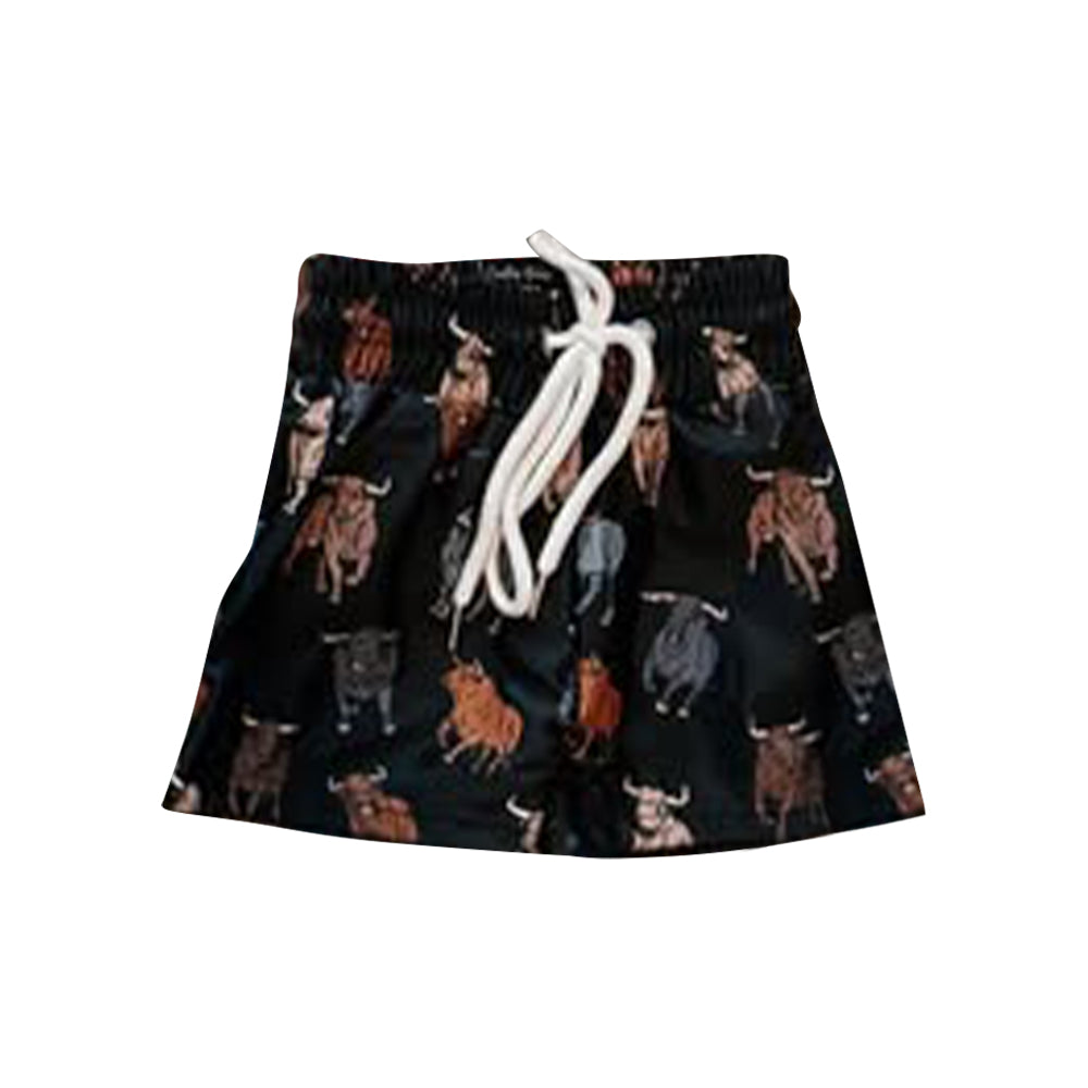 MOQ 5 PCS Preorder S0621 Cow Pattern Black Shorts Boys Swimming Trunks 202511