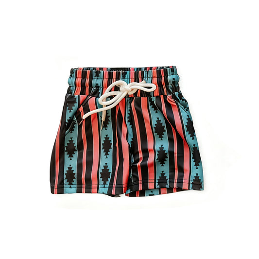 MOQ 5 PCS Preorder S0622 Geometric Stripe Shorts Boys Swimming Trunks 202511