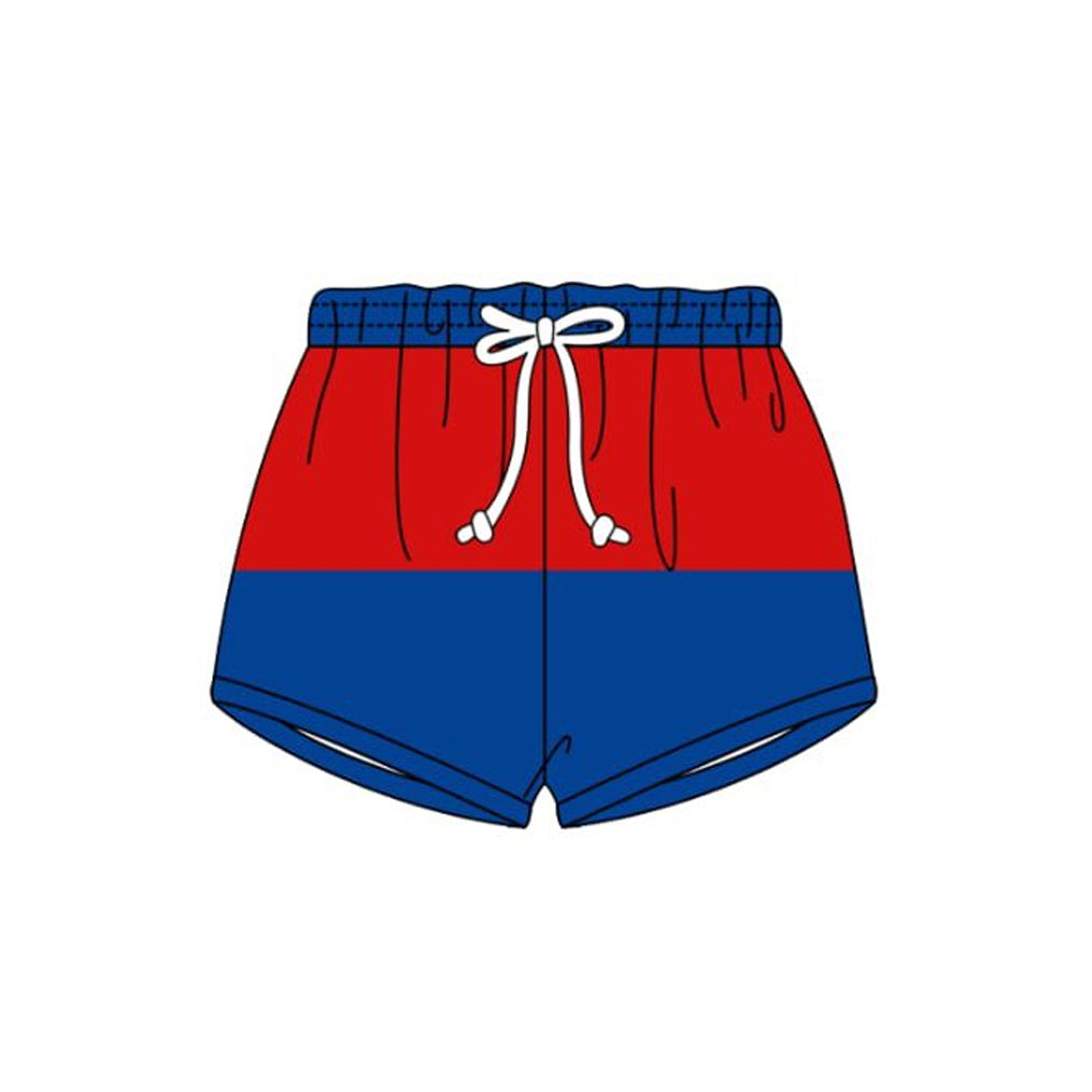 MOQ 5 PCS Preorder S0646 4th of July Red Blue Shorts Boys Swimming Trunks 202511
