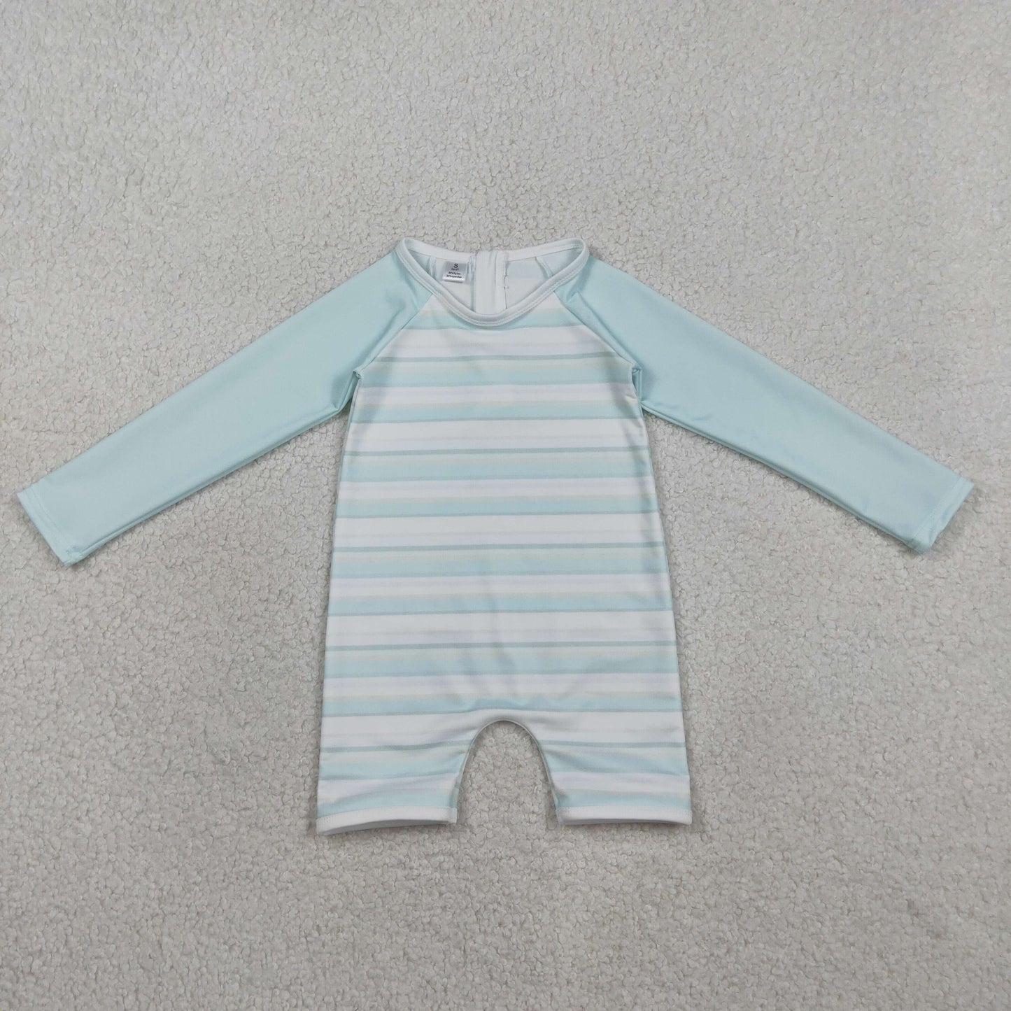 S0650 Colored Stripe Blue Green Long Sleeve Romper Boys Swim Swimsuits 202603 RTS