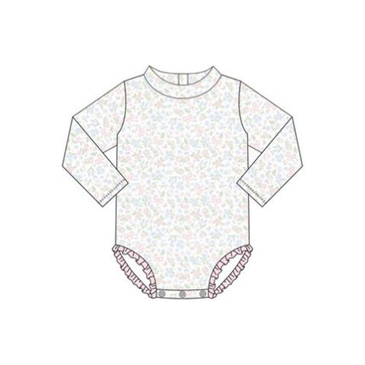 MOQ 5 PCS Preorder S0654 Floral Long Sleeve Bubble Romper Girls Swim Swimsuits 202511