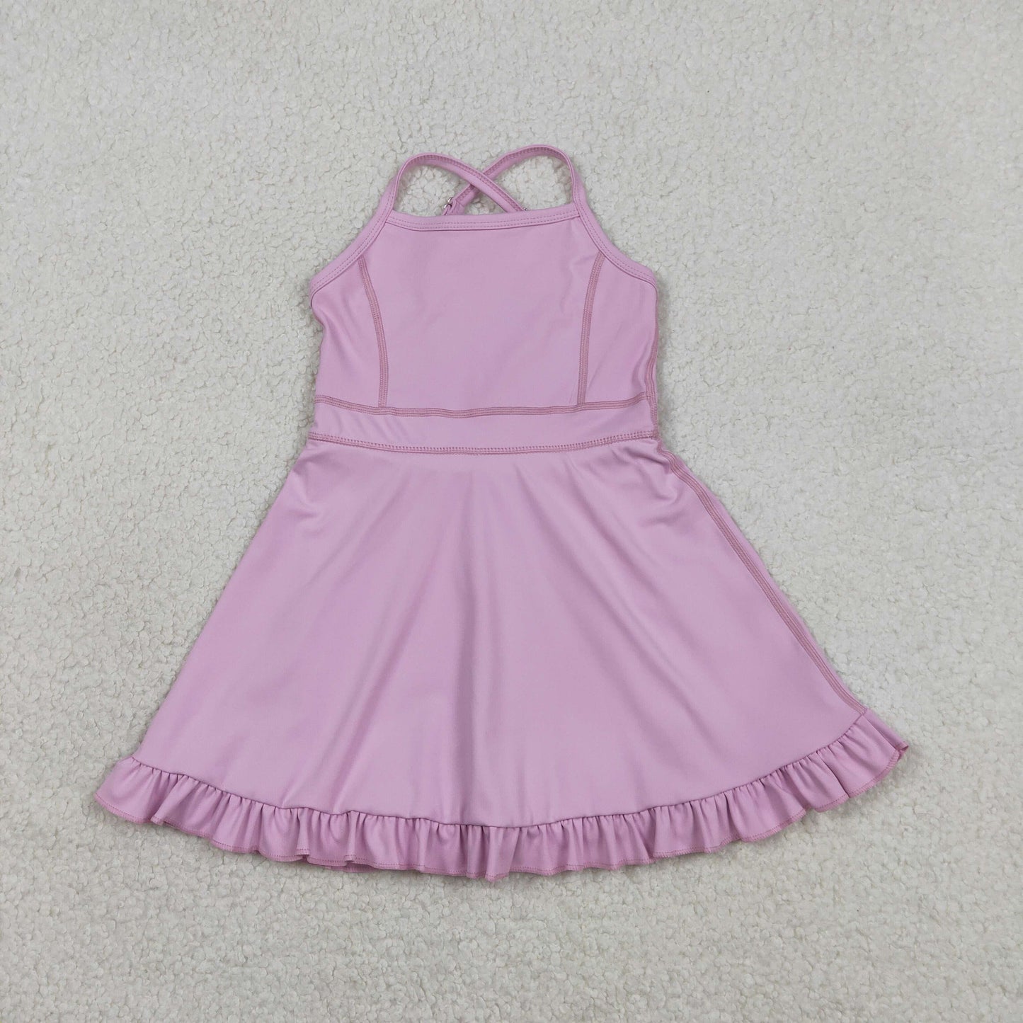S0712 Solid Purple Pink Halter Yoga Dresses for Girls 202603 RTS