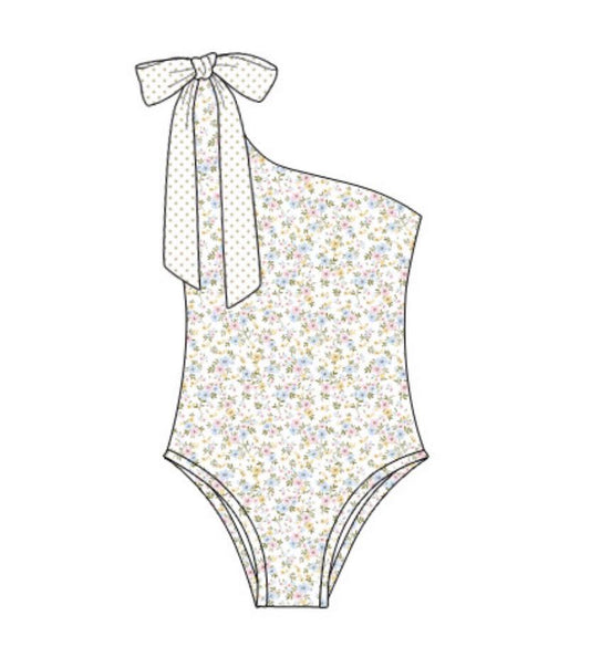 MOQ 5 PCS Preorder S0724 Adult Female Floral Bows Beige Jumpsuits Swimsuits 202601