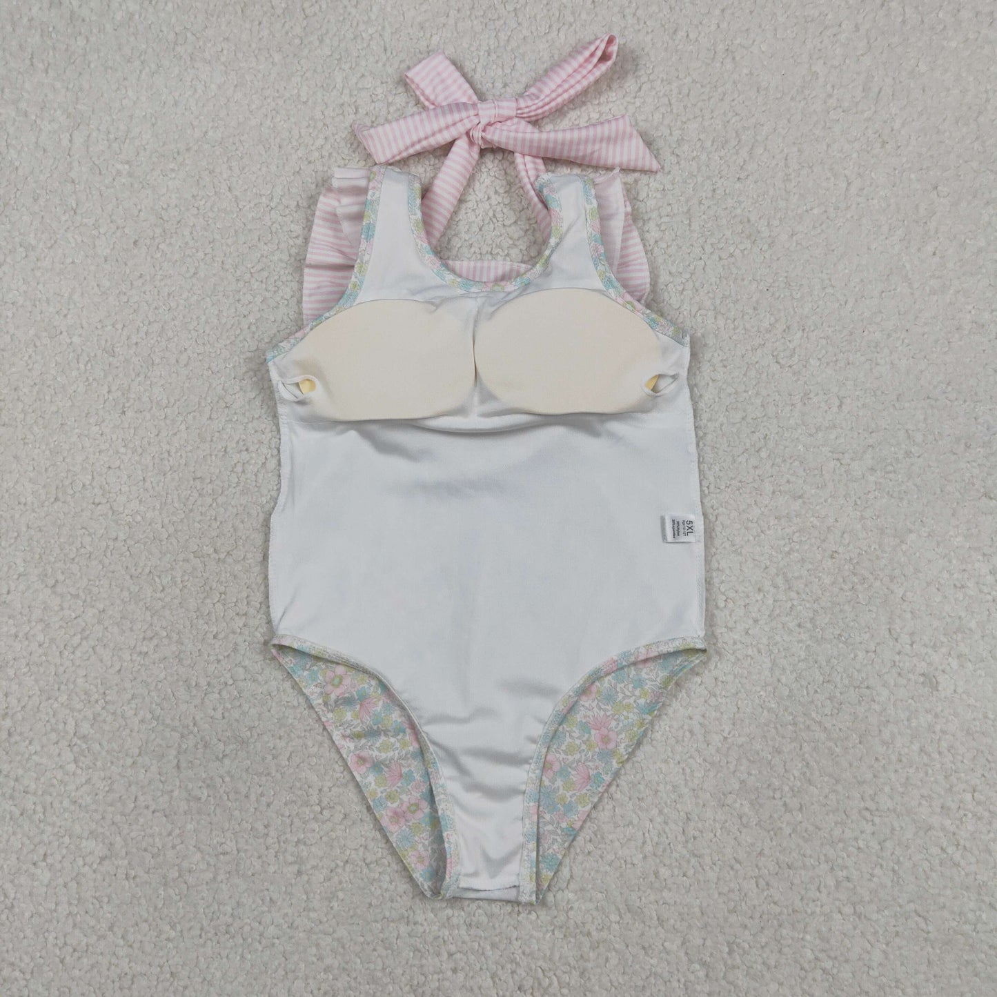 S0732 Floral Big Bow Ruffle Sleeveless Bubble Romper Girls Swimsuits 202604 RTS