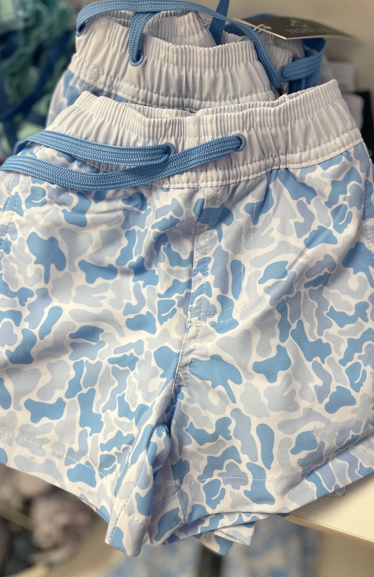 MOQ 5 PCS Preorder S0766 Light Gray Blue Camouflage Shorts Boys Swimming Trunks 202603