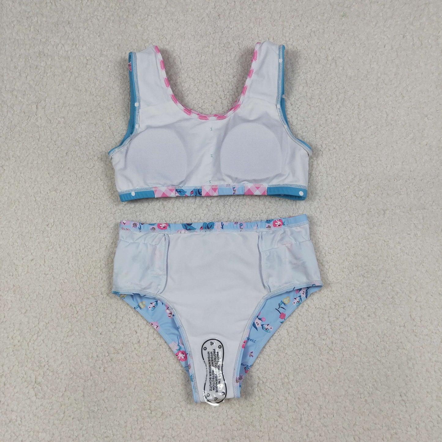 S0777 Dots Pink Plaid Ruffle Flying Sleeve Blue Bubble Bummies Girls Swim Sets Swimsuits 202604 RTS