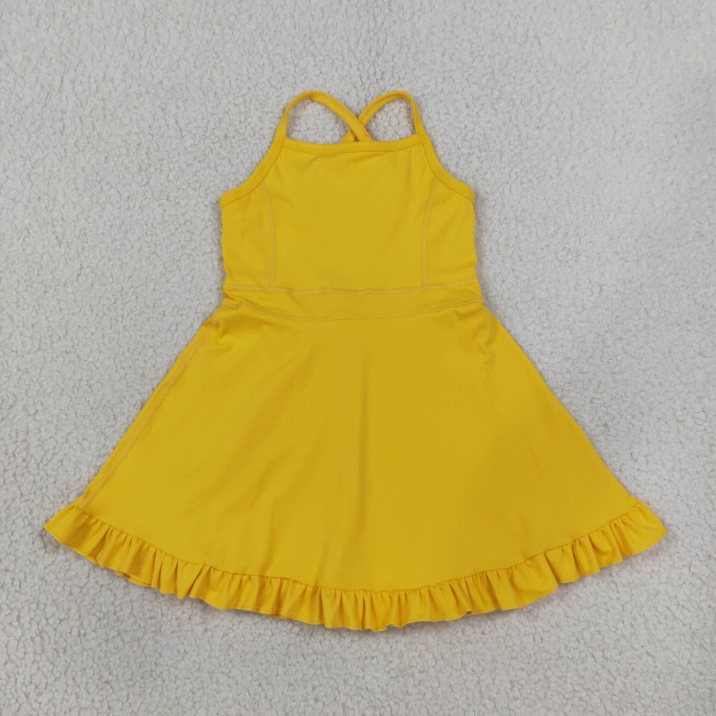 S0781 Solid Color Yellow Yoga Girl's Dress Onesie