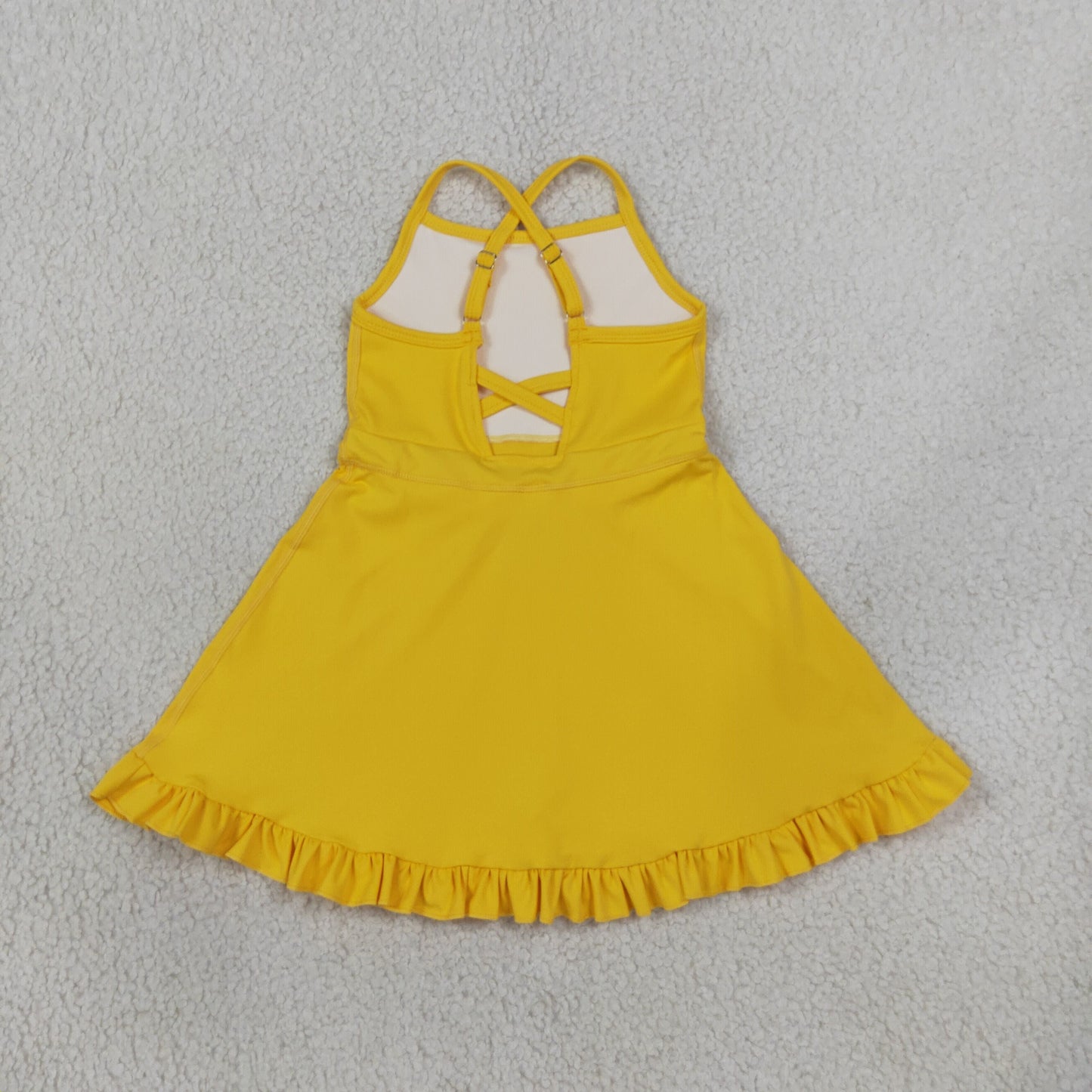 S0781 Solid Color Yellow Yoga Girl's Dress Onesie