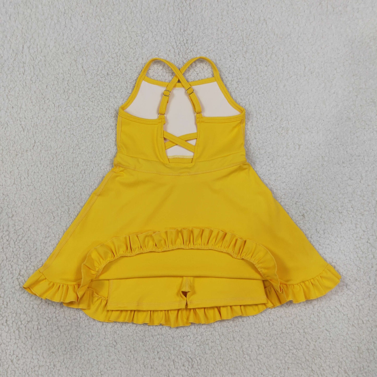 S0781 Solid Color Yellow Yoga Girl's Dress Onesie