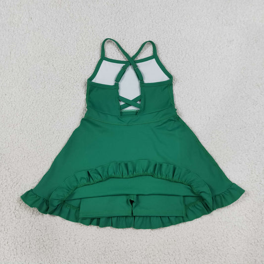 RTS S0782 toddler clothes green girl sports yoga summer dress athletic dress