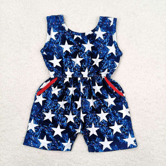 SR0028 Girls National Day beaded pocket vest shorts onesie high quality baby romper