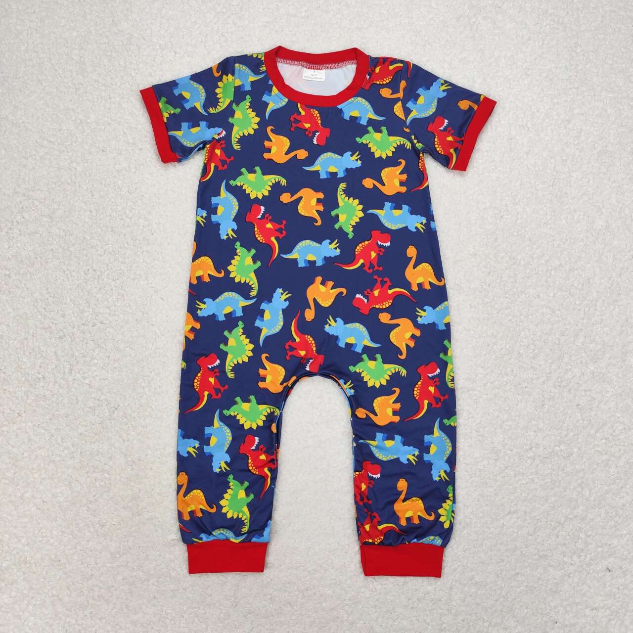 SR0468 Dinosaur blue red short sleeve romper High quality baby rompers newborn