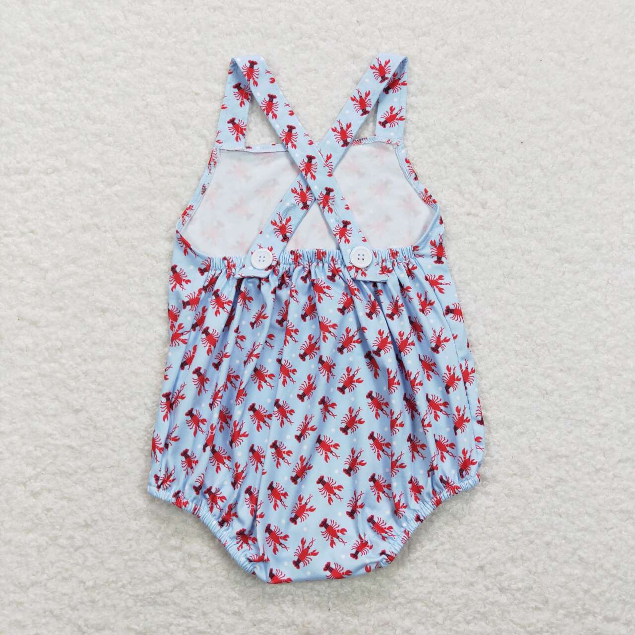 SR0746 Crayfish Red Blue Boys Sleeveless Bubble Romper RTS 202507