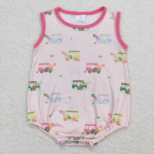 SR0981 golf cart pink sleeveless girls bubble rompers RTS 202509