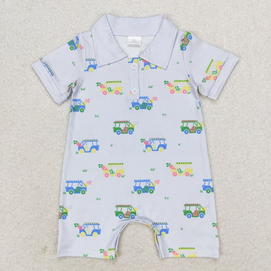 SR0982 Golf tour car Blue Short sleeve romper High quality summer baby romper