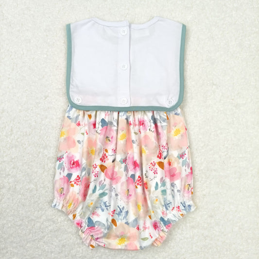 SR0988 Embroidered I Love Dad Floral Sleeveless Girls Bubble Rompers RTS 202508