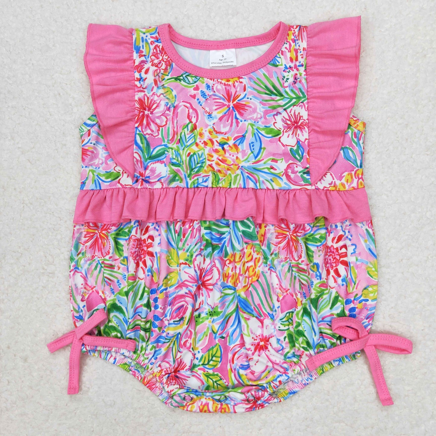 SR1036 Floral rose pink lace vest romper high quality baby rompers clothes