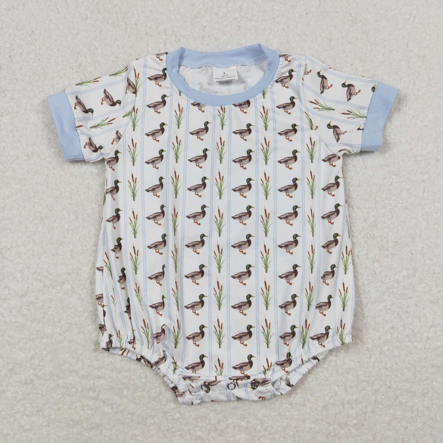 SR1067 Ducks Blue Short Sleeve Boys Bubble Romper RTS 202508