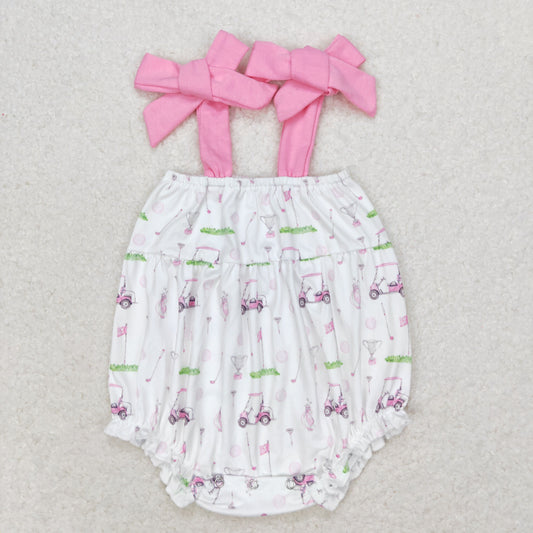 SR1069 Golf pink and white camisole romper High quality baby rompers wholesale