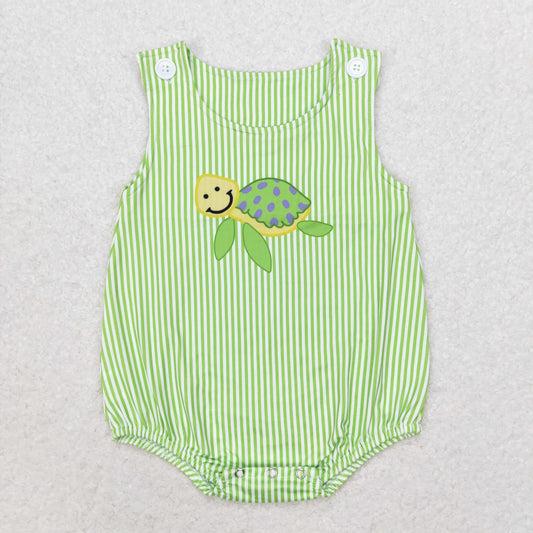 SR1093 Turtle green striped vest romper High quality romper dress baby