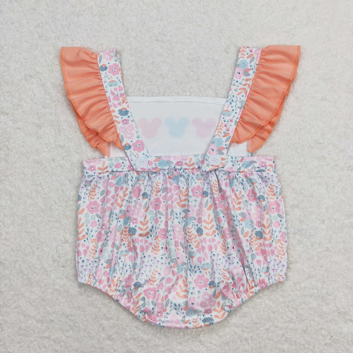 SR1138 Flower Mickey Pink Ruffle Flying Sleeve Girls Bubble Romper RTS 202508