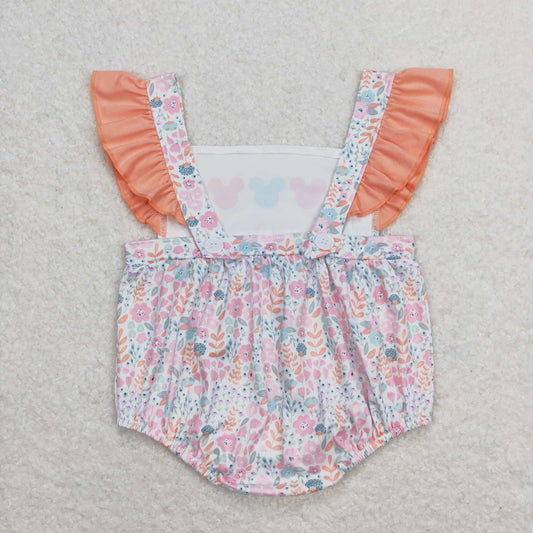 SR1138 Flower Mickey Pink Ruffle Flying Sleeve Girls Bubble Romper RTS 202508