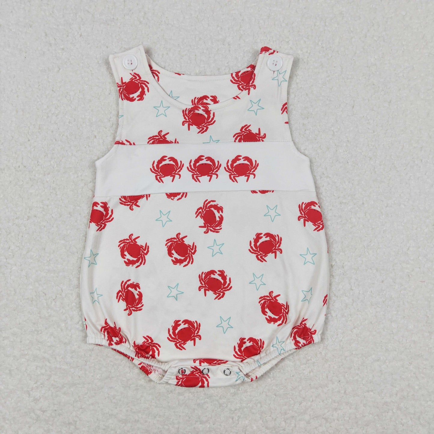 SR1186 Crab Star beige vest romper high quality wholesale custom baby romper