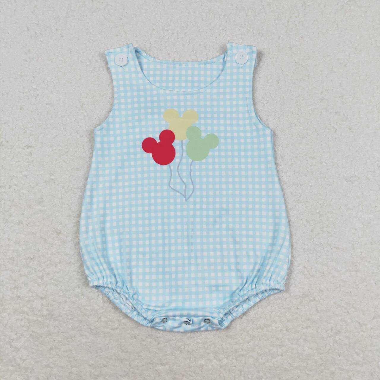 SR1204 Mickey Balloon blue checked tank top onesie