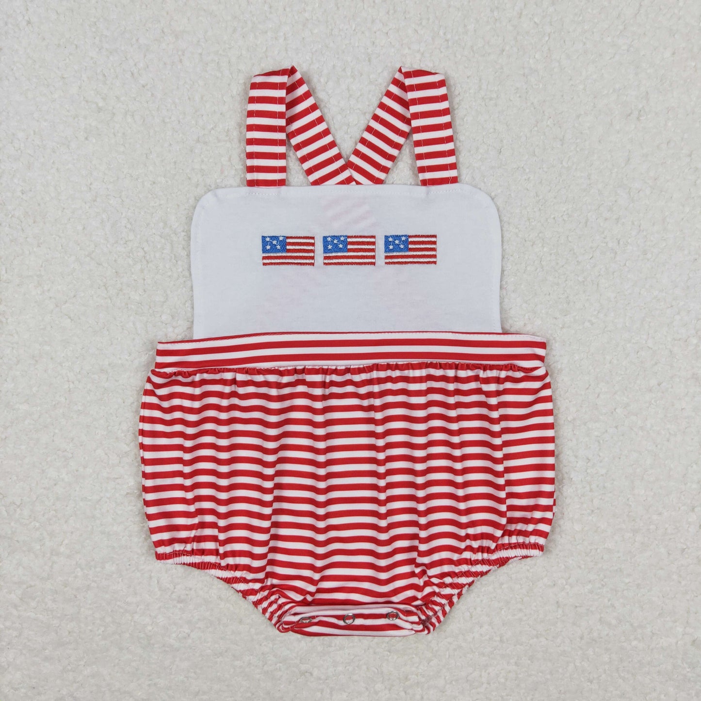 SR1212 Embroidered flag red and white striped vest romper high quality romper for tween girls