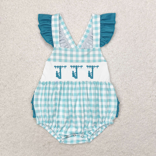 SR1290 Pole repairman lace checked vest romper high quality romper baby costume