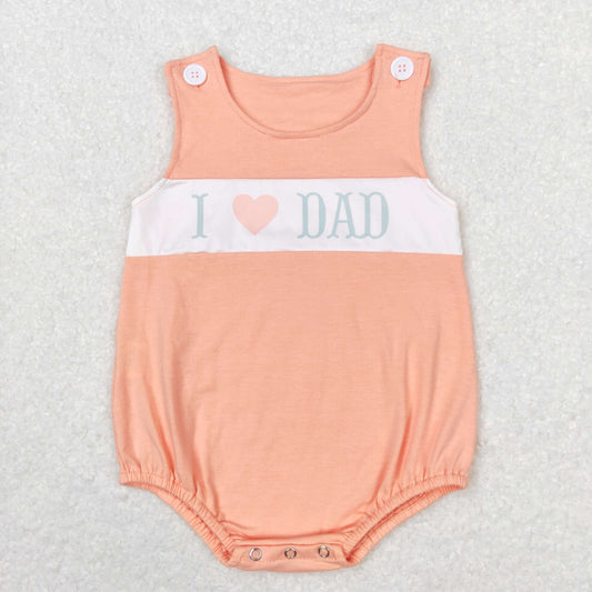 SR1350 l love dad letter pink orange vest romper high quality wholesale rompers for girls