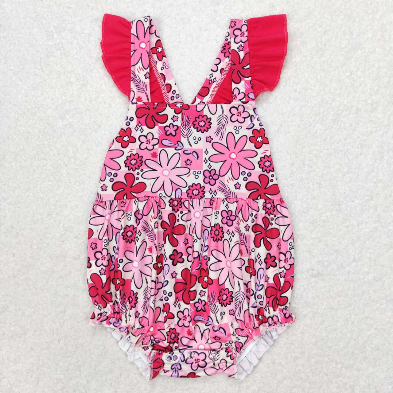 SR1423 Flowers fuchsia lace vest onesie