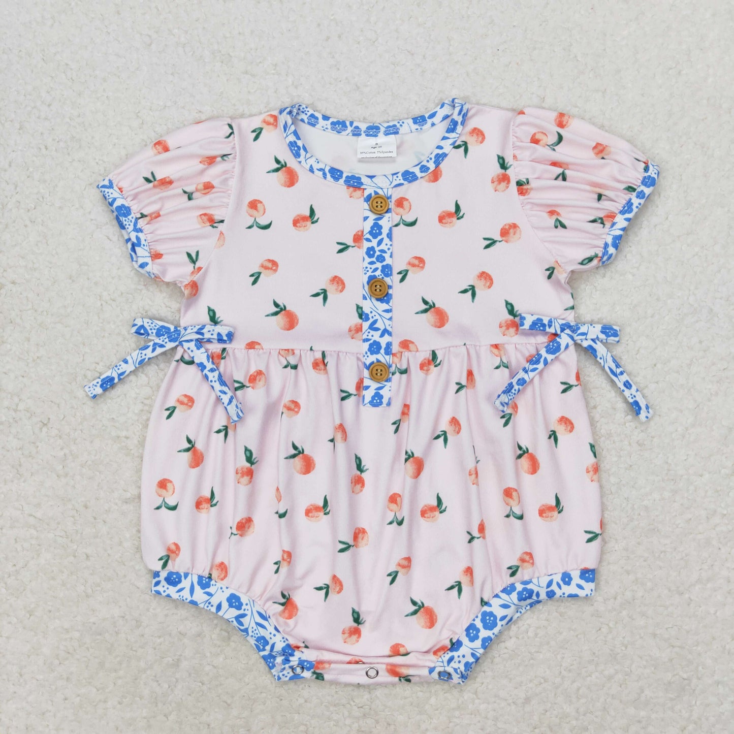 SR1425 Peach blue floral pink short sleeve romper High quality baby girl romper dress