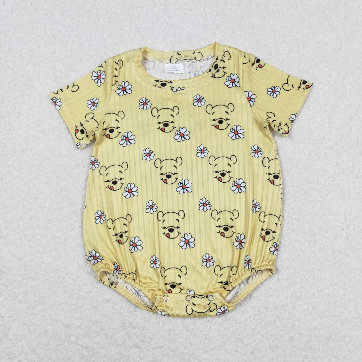 SR1432 Flower Winnie the Pooh yellow short sleeve romper high quality