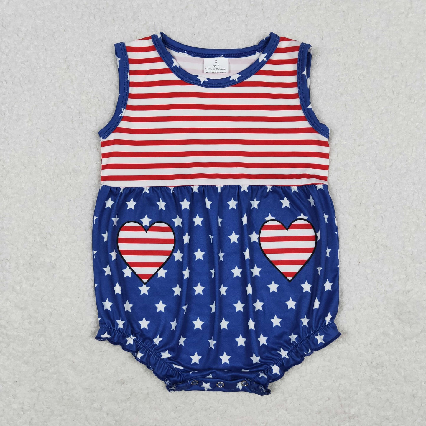 SR1444 Independence Day Striped love pocket Star vest romper High quality wholesale jumpsuit baby romper