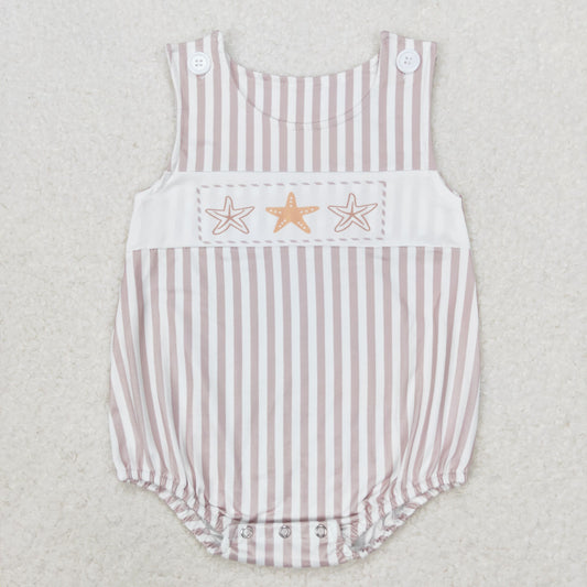 SR1487 Starfish striped vest romper High quality baby romper custom bamboo